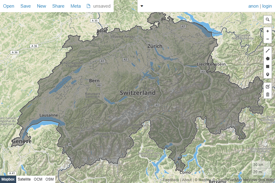 swissBOUNDARIES3D on geojson.io